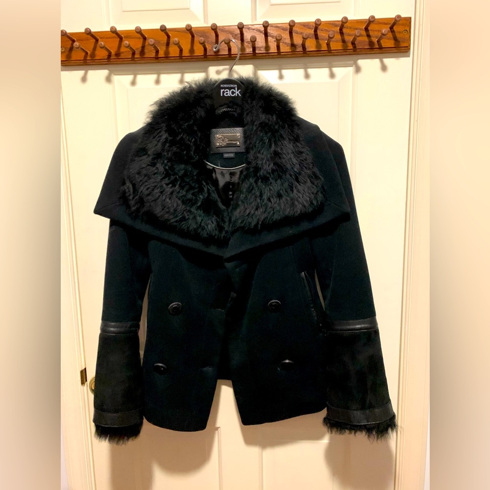 Mackage Shearling and Wool Motorcycle Jacket XXS